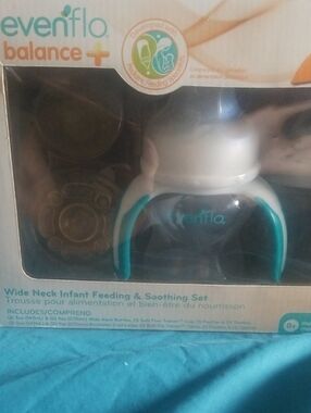 Evenflo Balance+ Wide Neck Infant Feeding & Soothing Set - Teal/White